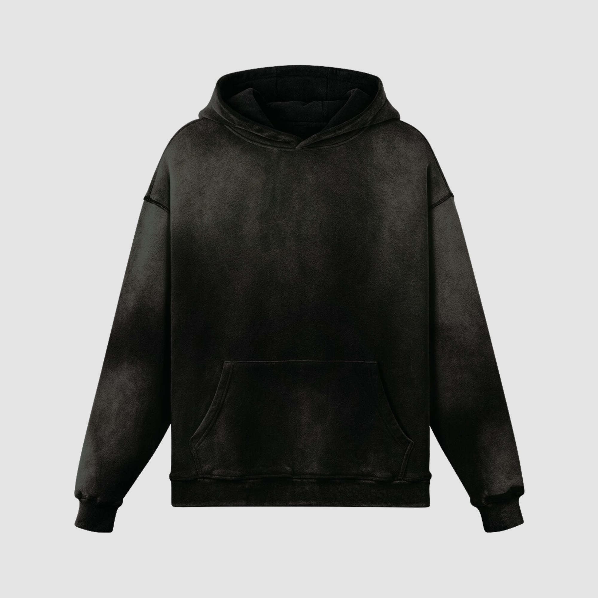 Faded black hoodie luxury streetwear sweatshirt AETERIUS