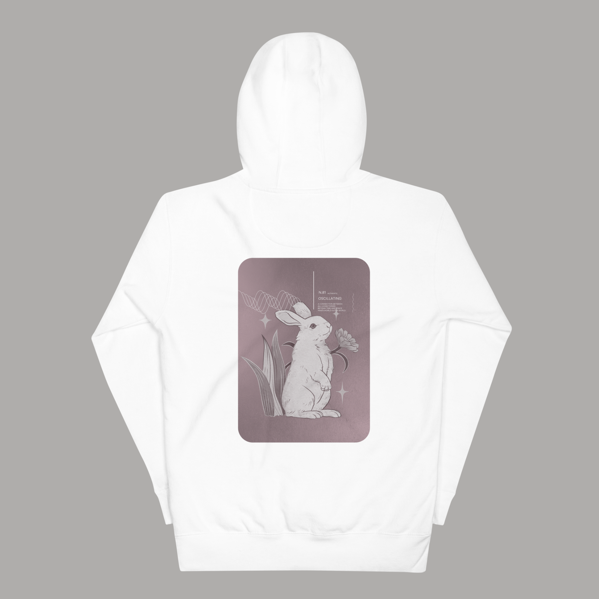 AETERIUS streetwear white hoodie graphic sweatshirt bunny rabbit design print streetwear cool prints