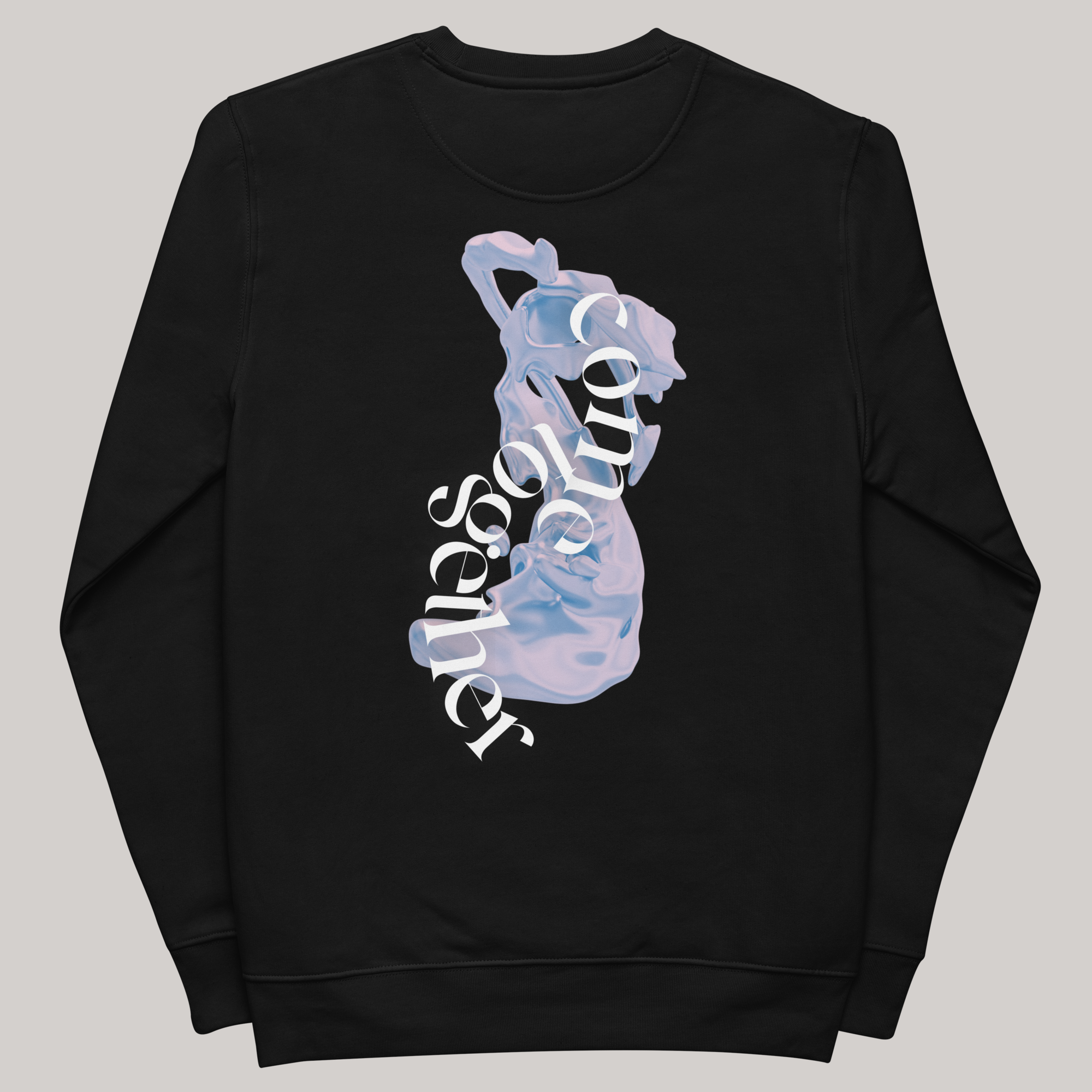 black crewneck sweatshirt, graphic sweatshirt, luxury streetwear 'come together' large back design