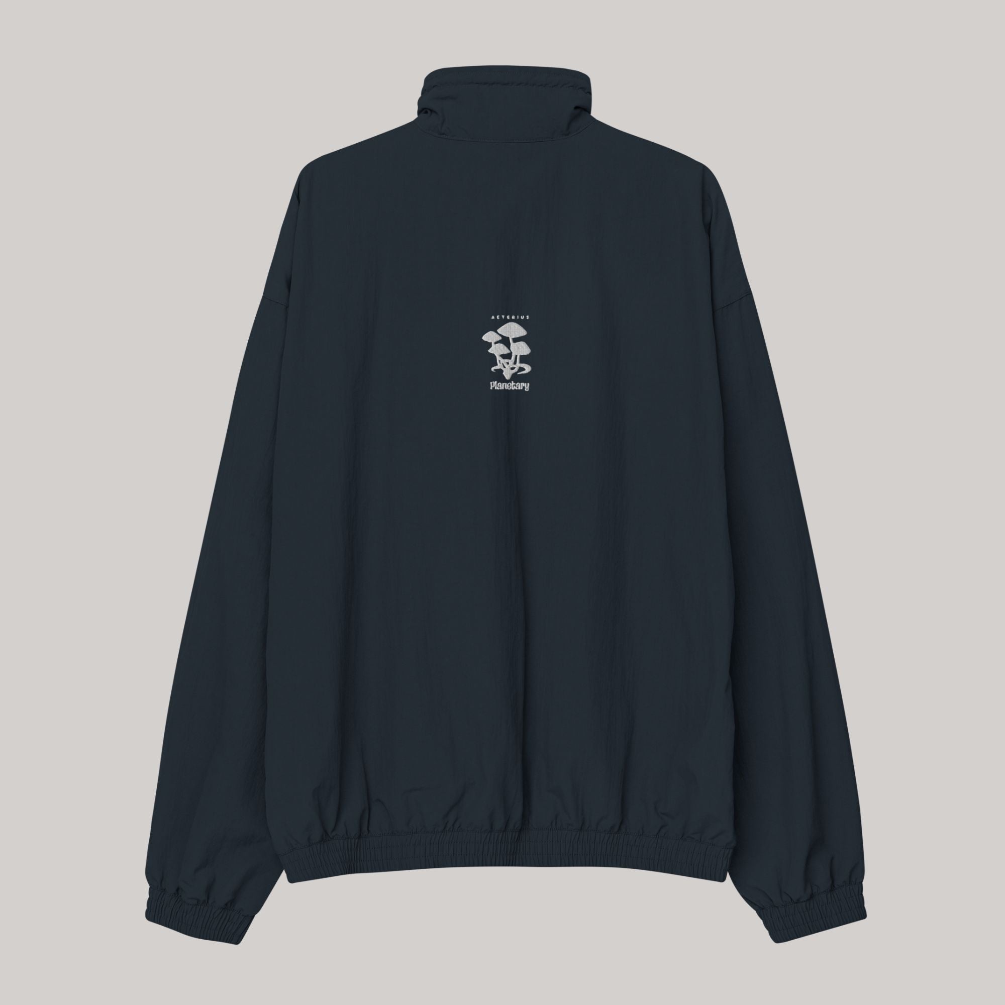 navy blue jacket oversized aeterius streetwear shroom back embroidery vintage retro tracksuit