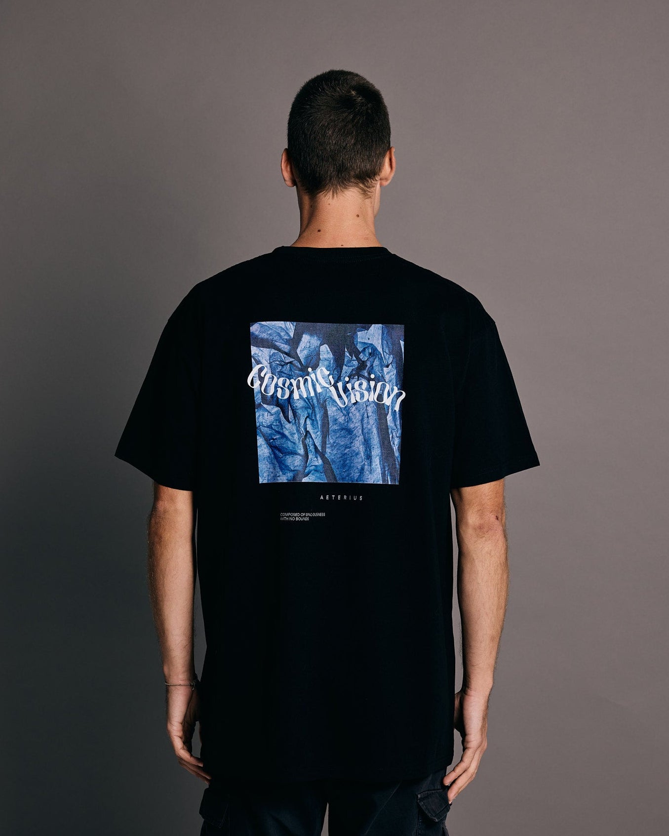 Cosmic Vision T-Shirt x Black and Blue Graphic Tee x Black T-Shirt