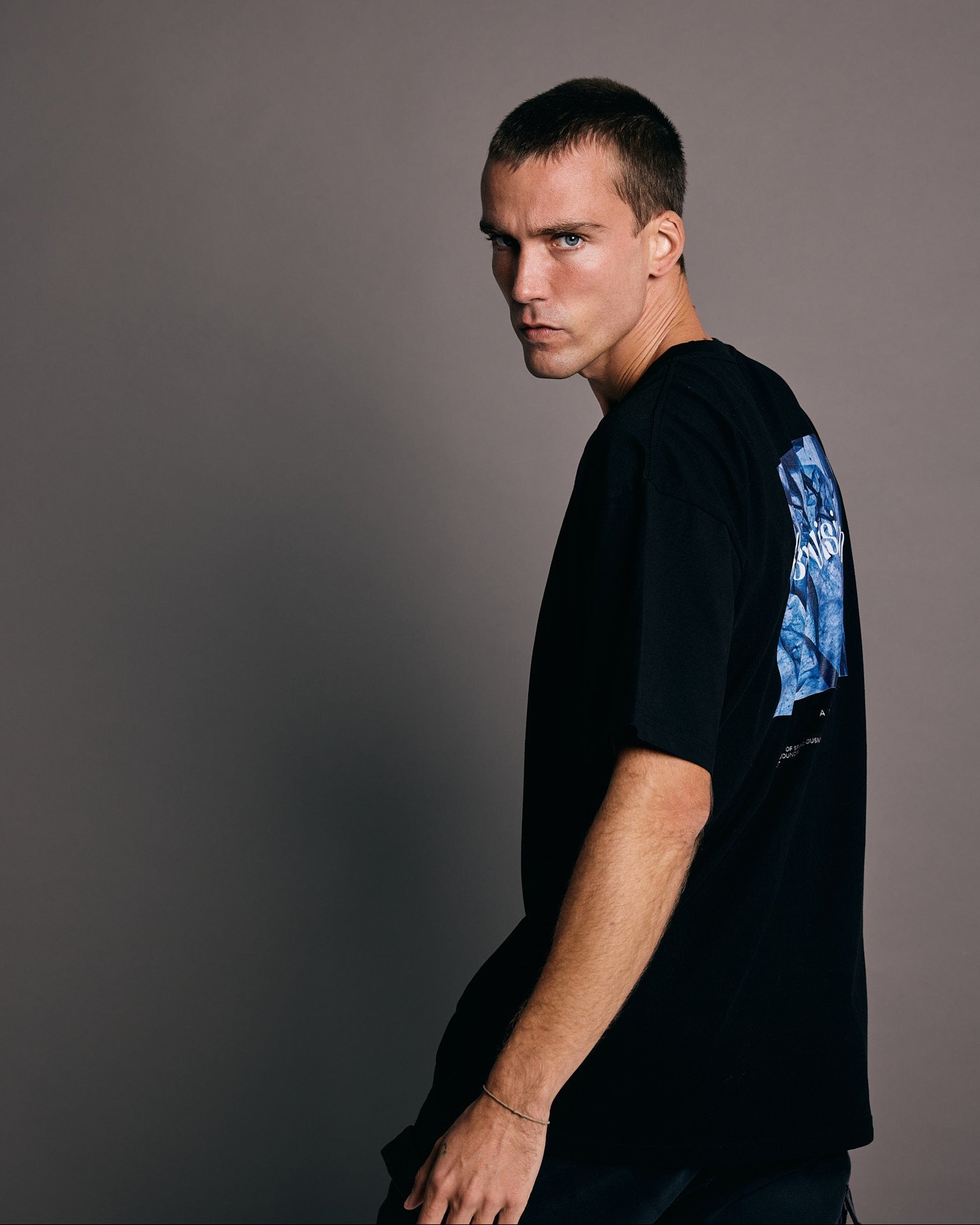 Cosmic Vision T-Shirt x Black and Blue Graphic Tee x Black T-Shirt