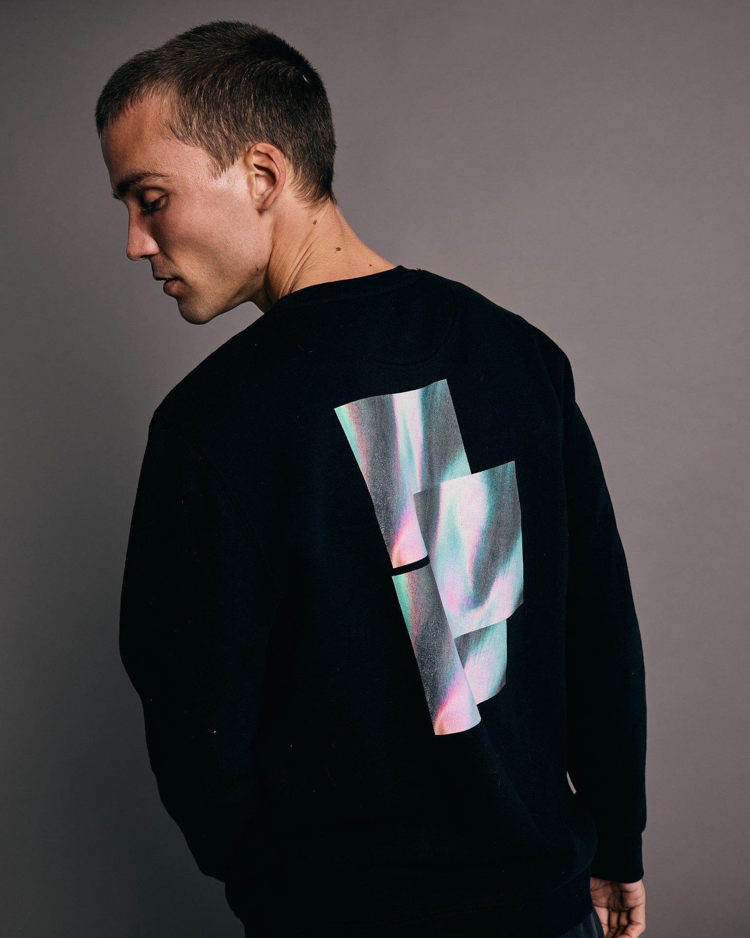 Reflect x Black Crewneck Sweatshirt (Back Graphics)