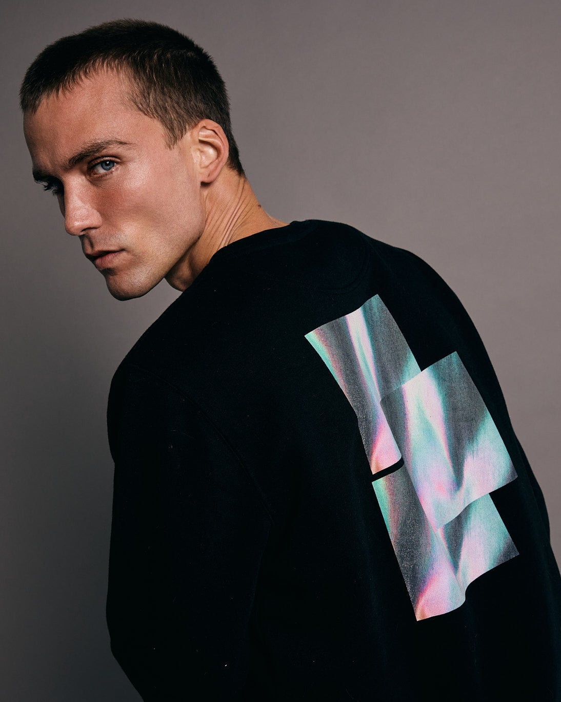 Reflect x Black Crewneck Sweatshirt (Back Graphics)