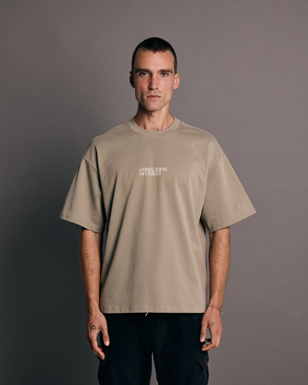 Conscious Architect x Boxy Drop Shoulder T-Shirt x Beige
