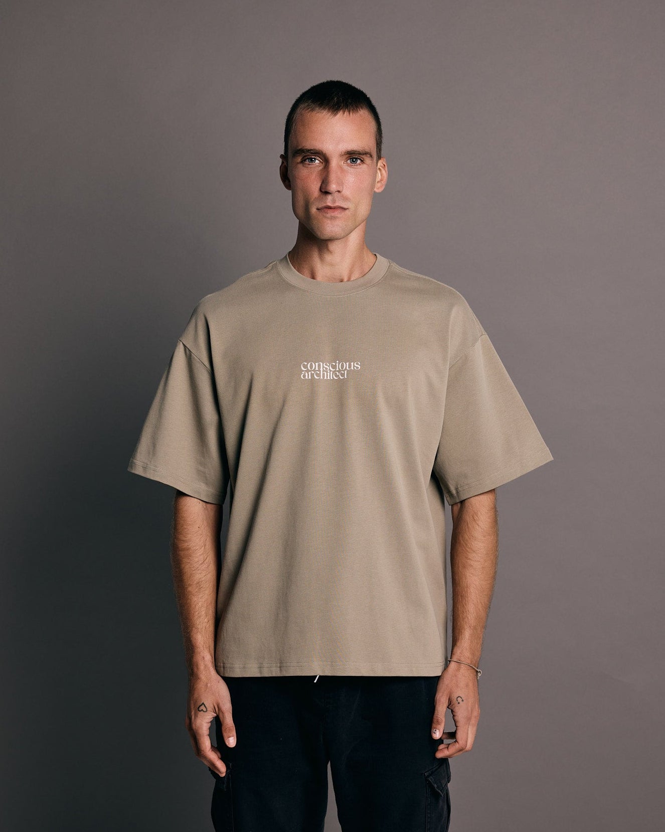 Conscious Architect x Boxy Drop Shoulder T-Shirt x Beige