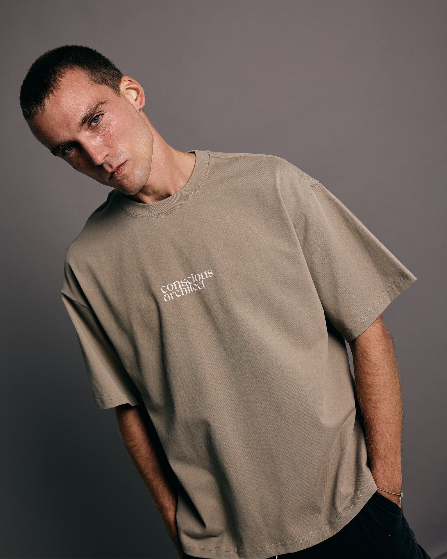 Conscious Architect x Boxy Drop Shoulder T-Shirt x Beige