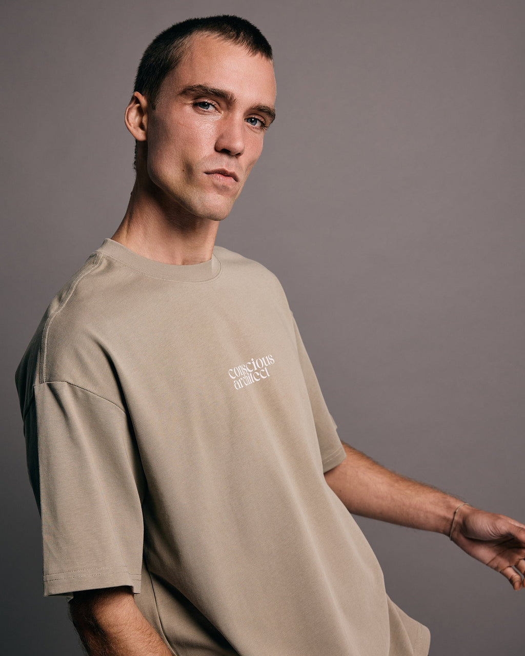 Conscious Architect x Boxy Drop Shoulder T-Shirt x Beige