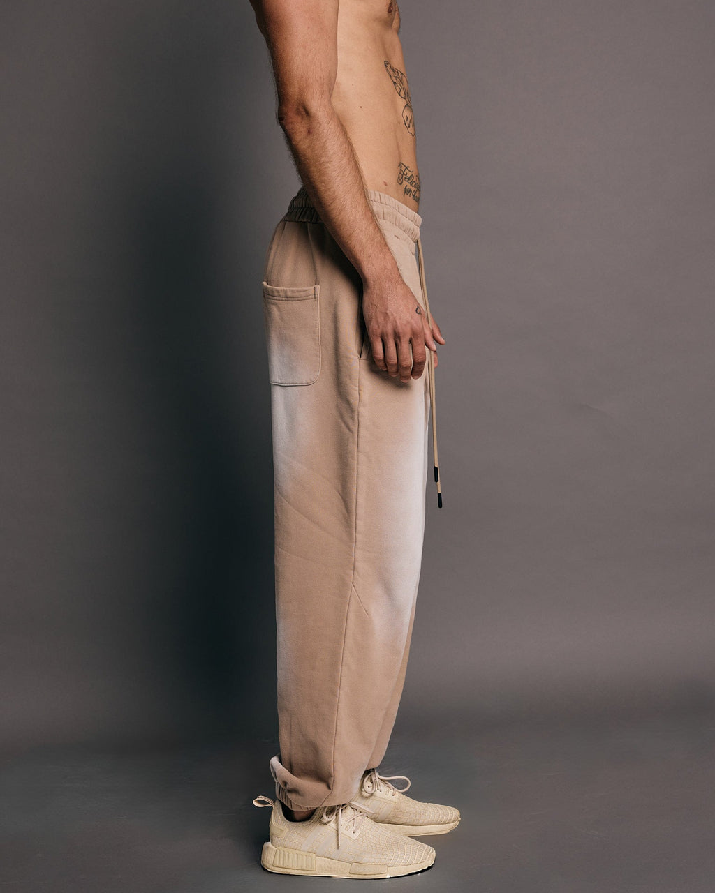 Washed Beige Sweatpants x Oversized Baggy Pants