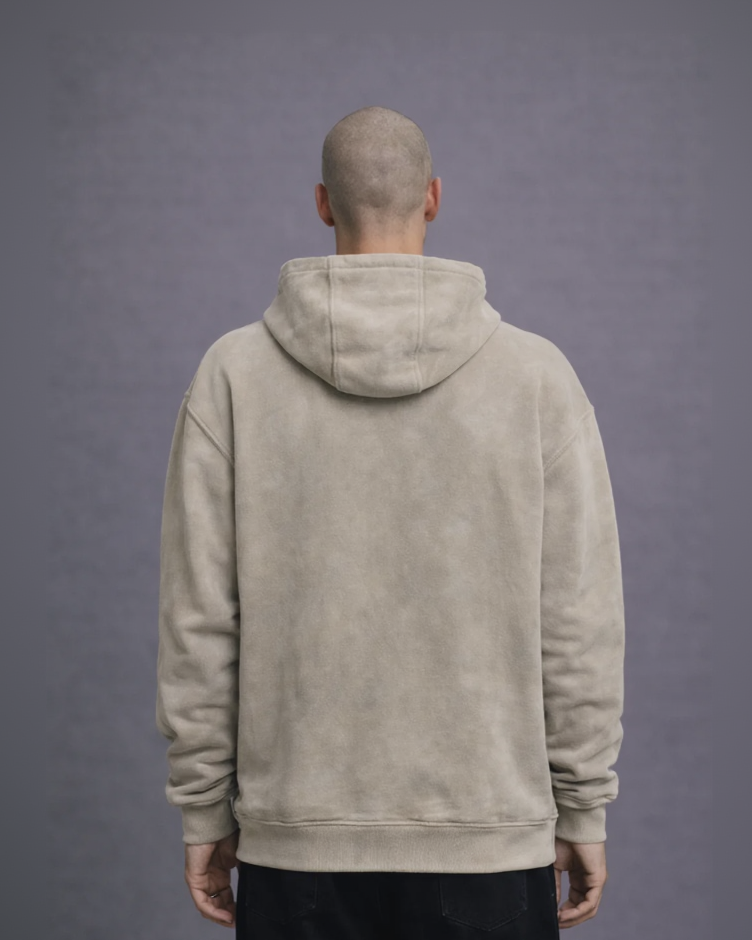 Washed Beige Sweatshirt x Drop Shoulder Hoodie
