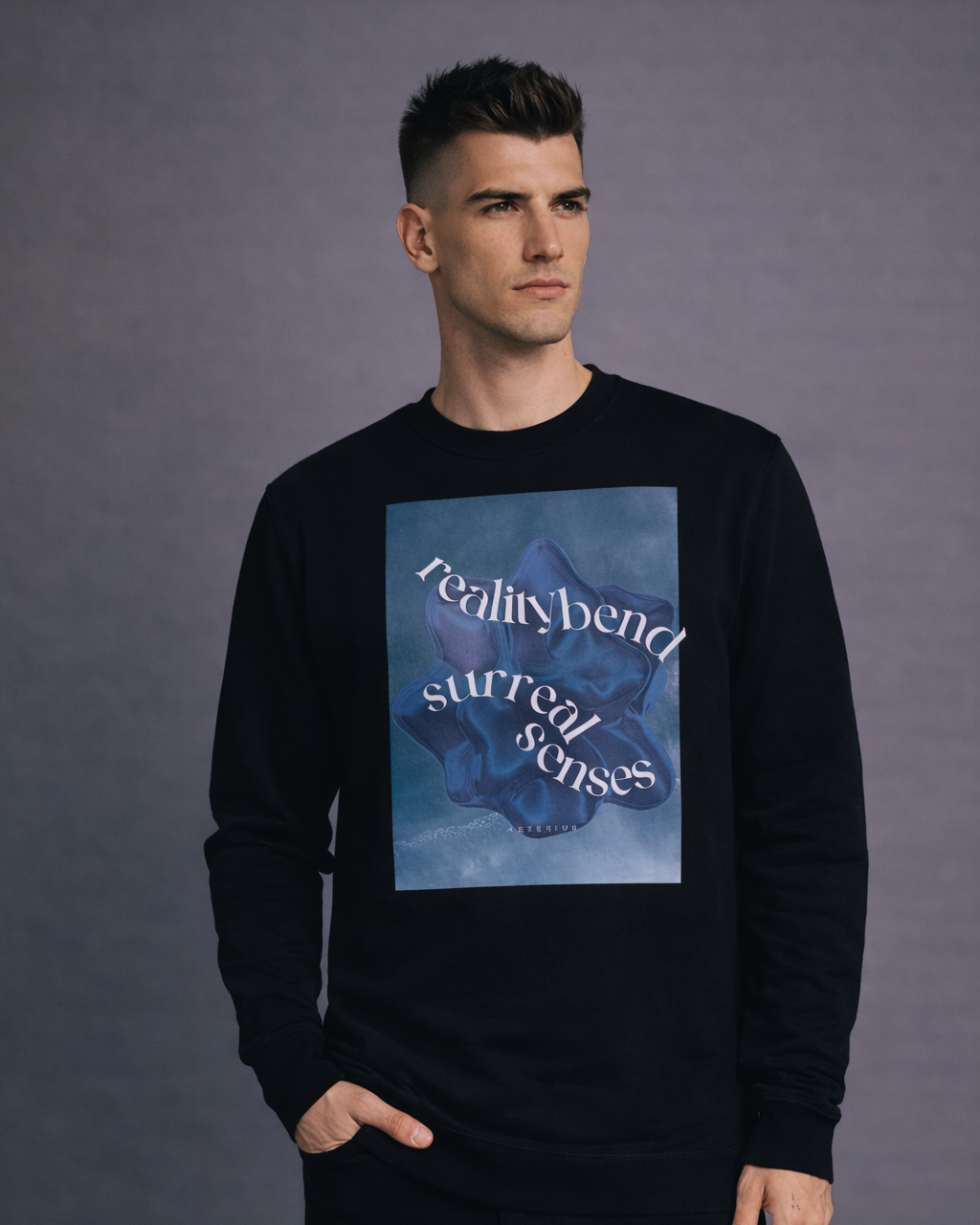 Surreal Senses x Blue and Black Crewneck Sweatshirt