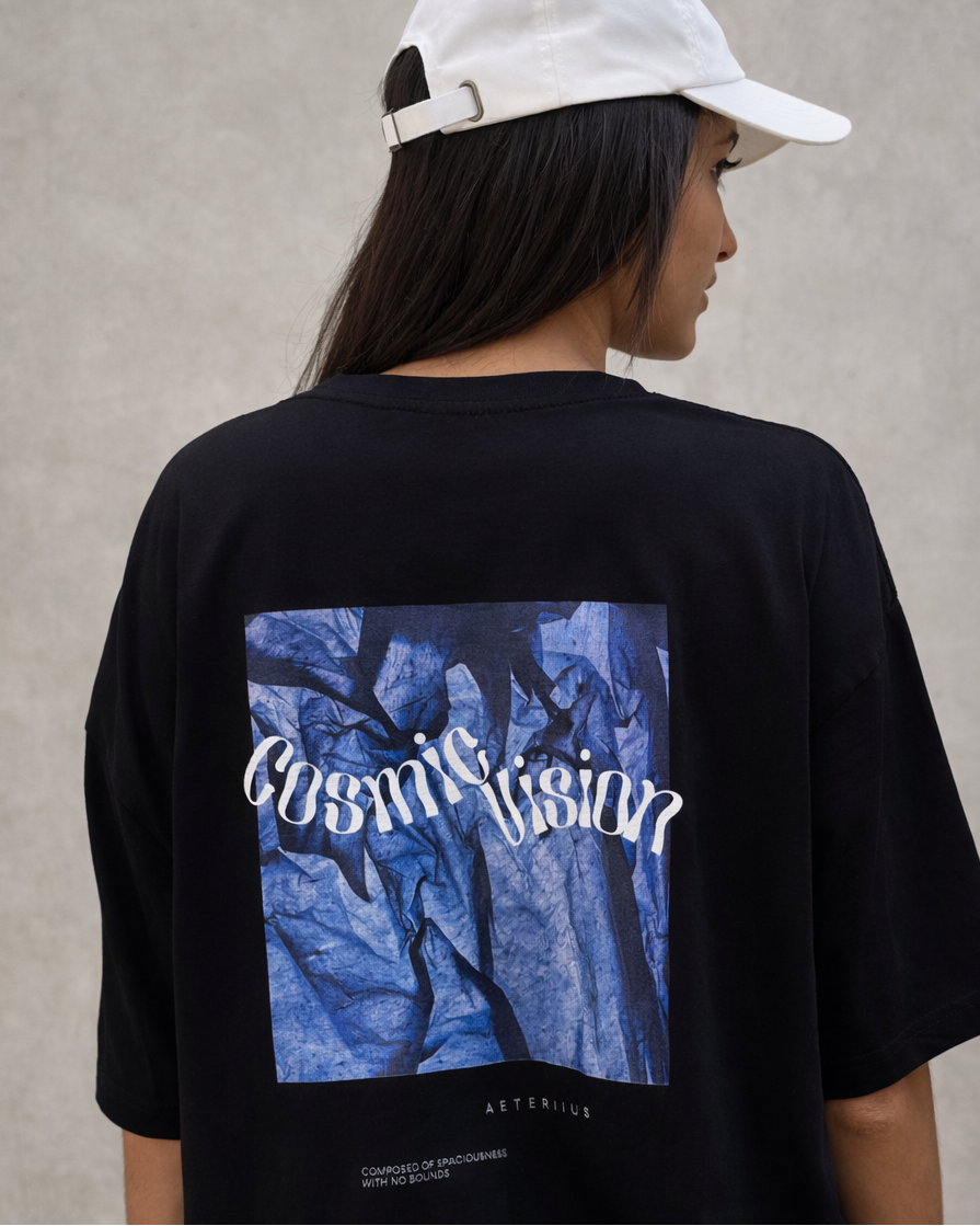 Cosmic Vision T-Shirt x Black and Blue Graphic Tee x Black T-Shirt