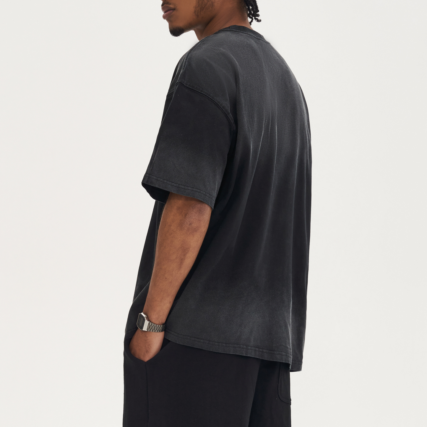 Washed dyed oversized black t-shirt luxury streetwear