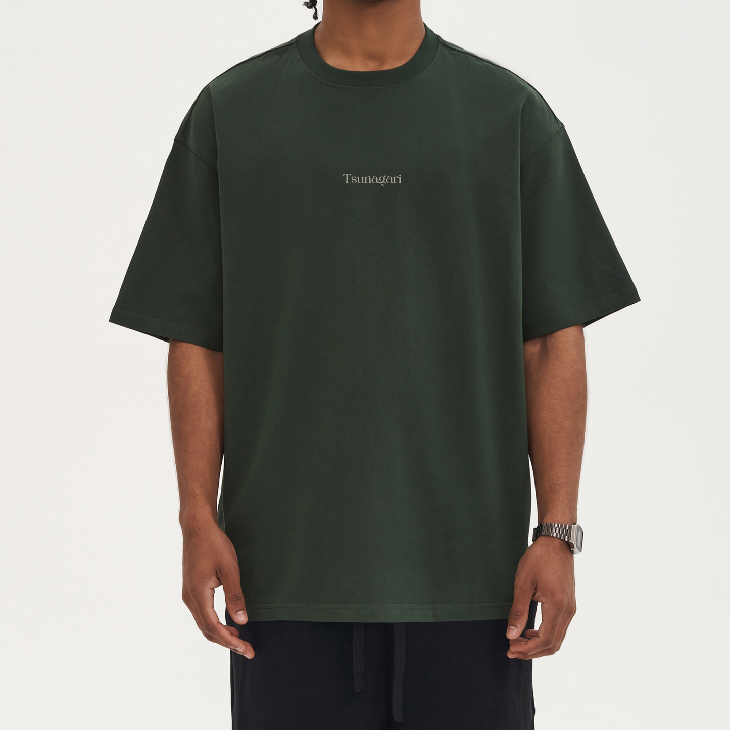Tsungari dark green oversized t-shirt luxury streetwear drop shoulder tee