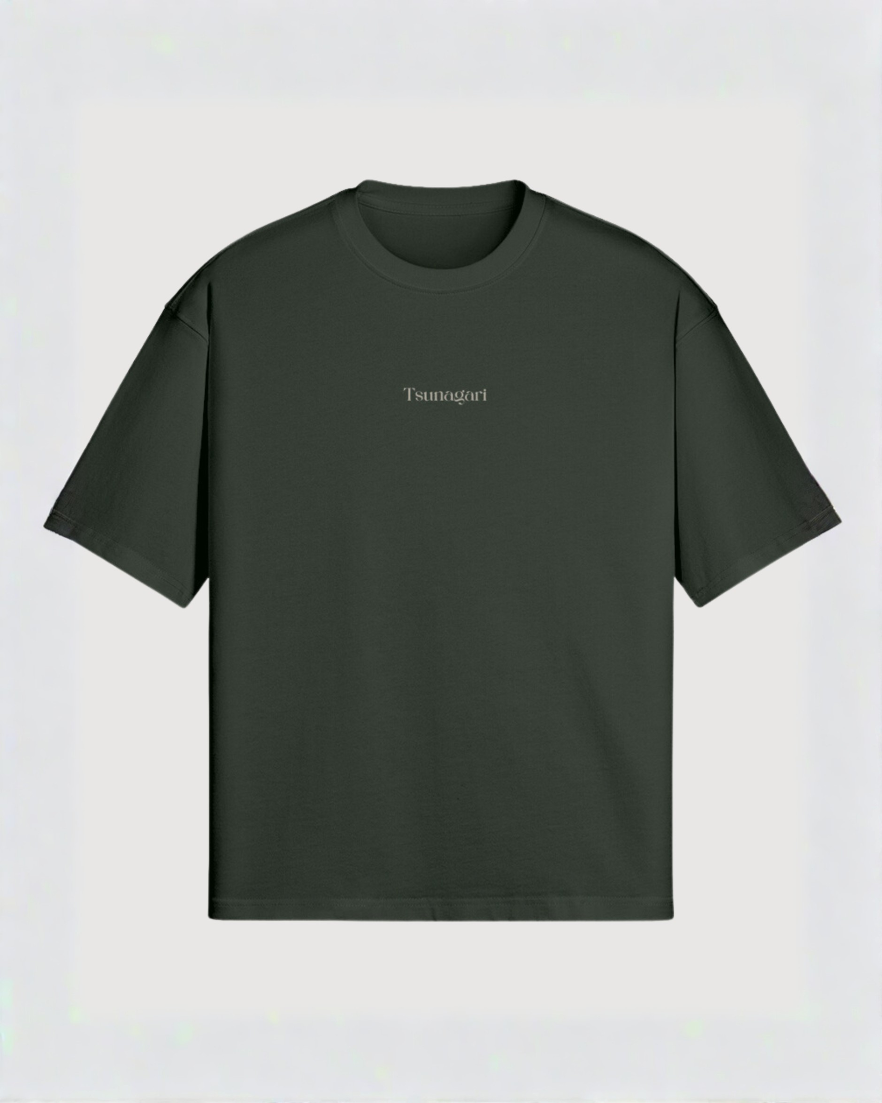 Tsunagari x Dark Green Drop Shoulder T-Shirt x Boxy Fit