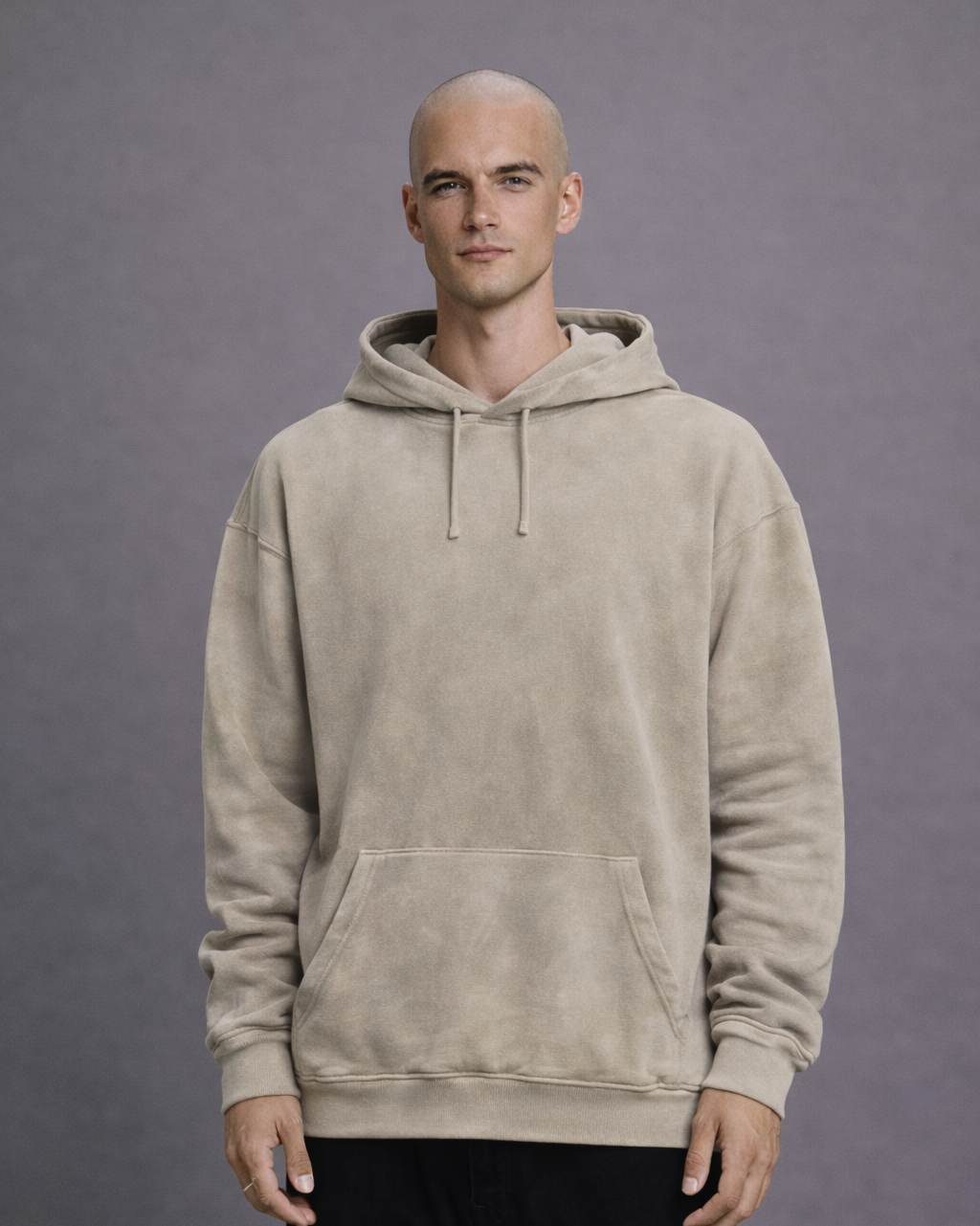 Washed Beige Sweatshirt x Drop Shoulder Hoodie