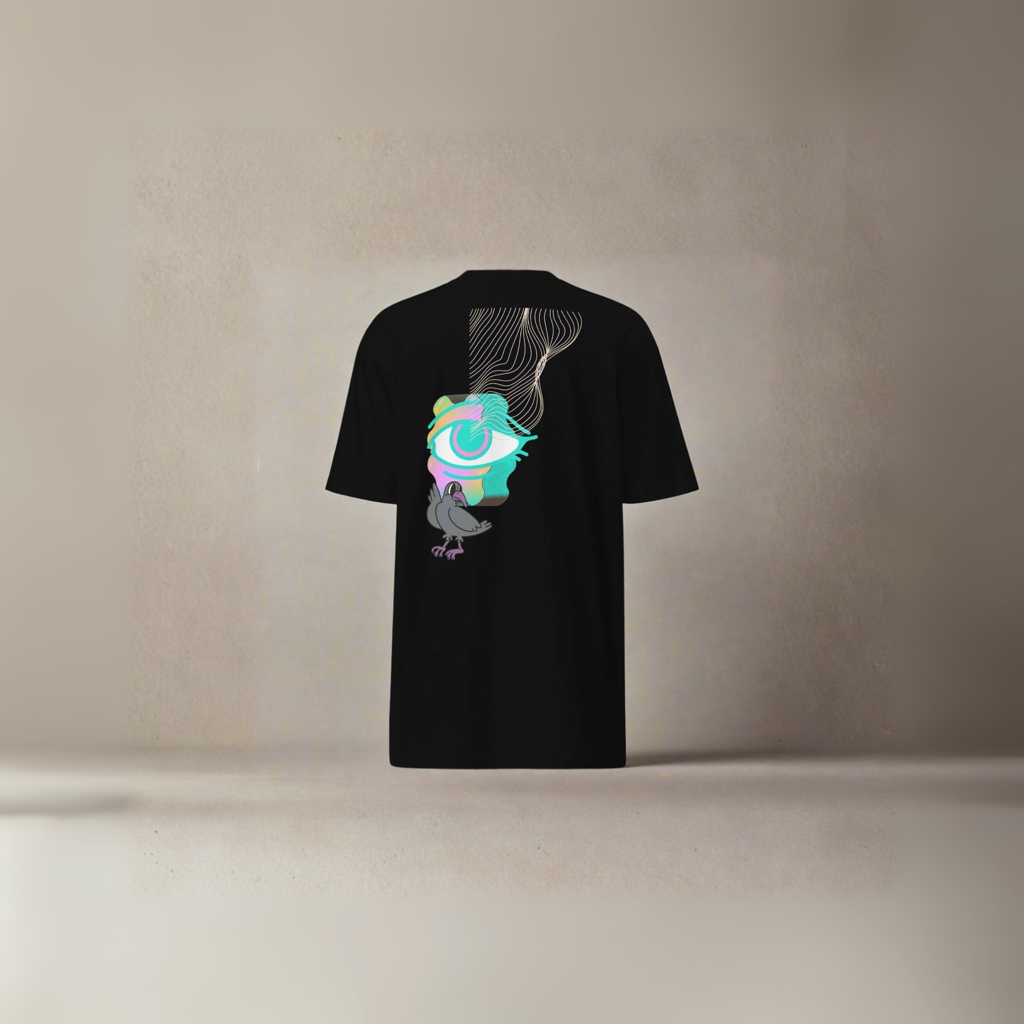 black t-shirt steetwear aesthetic urban clothing graphic tee 'birdeye'