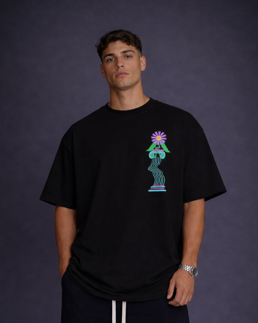 Miss Flowerina x Black T-Shirt