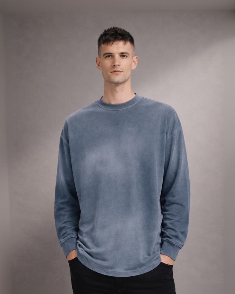 Dyed Oversized Crewneck x Drop Shoulder x Washed Out
