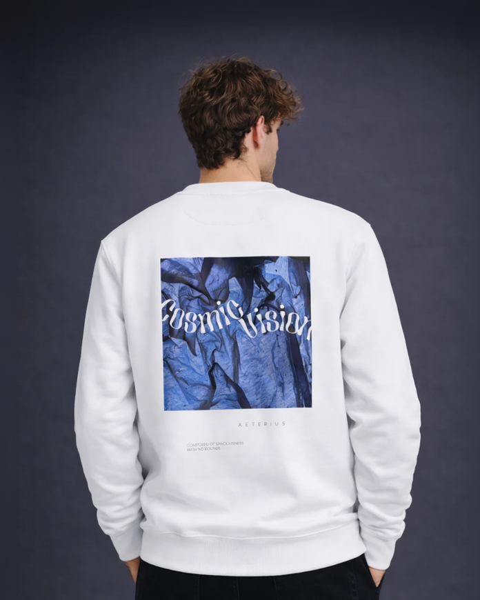 Cosmic Vision x White Crewneck Sweatshirt
