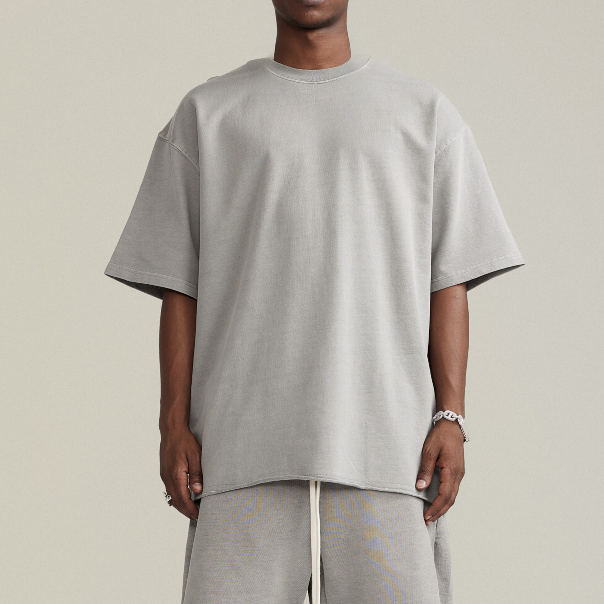 Light Grey Drop Shoulder T-Shirt x Boxy Fit – AETERIUS