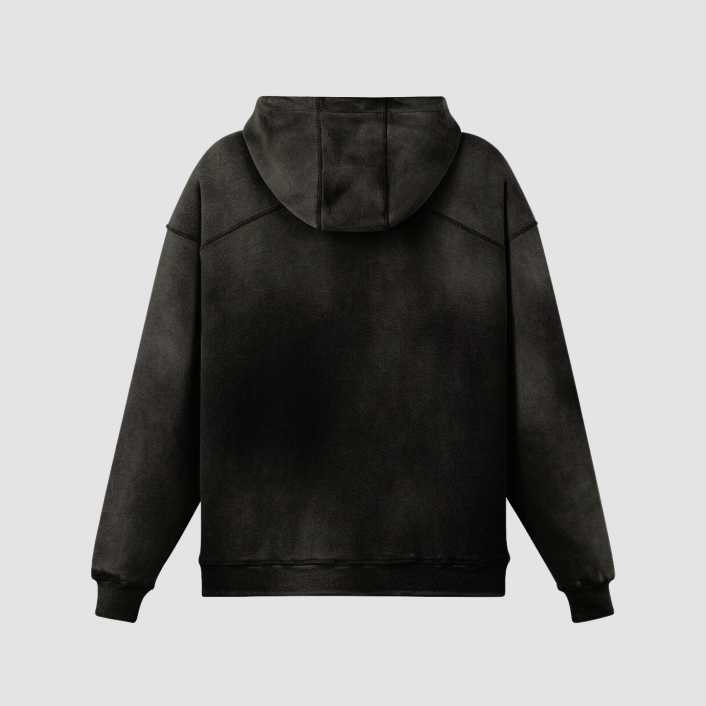 luxury streetwear washed black hoodie, back side