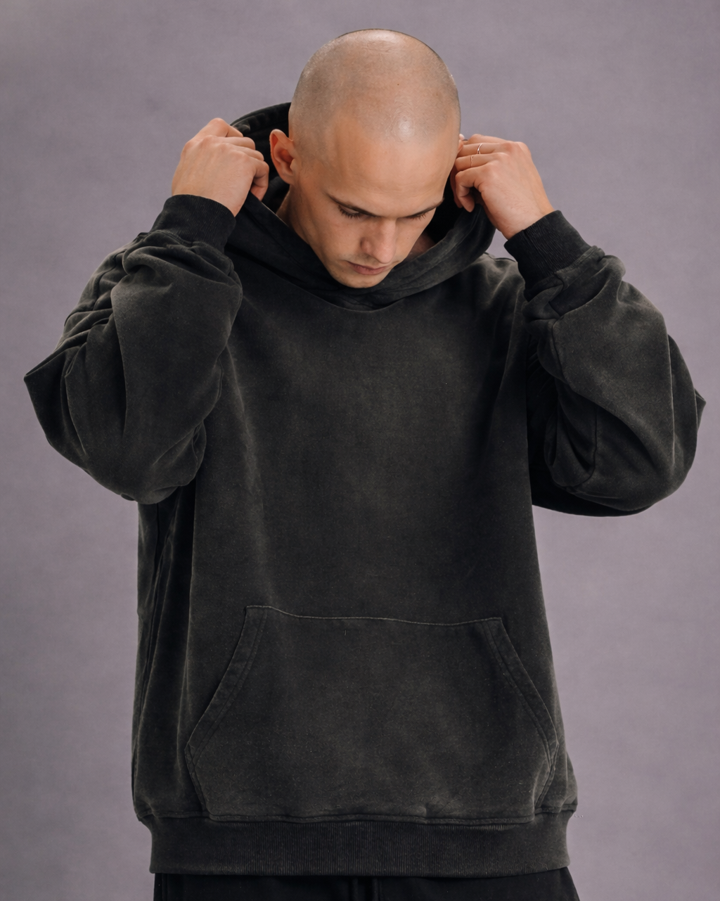 Washed Black Oversized Hoodie x Drop Shoulder Streetwear Hoodie