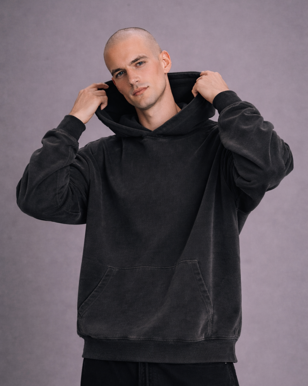 Washed Black Oversized Hoodie x Drop Shoulder Streetwear Hoodie