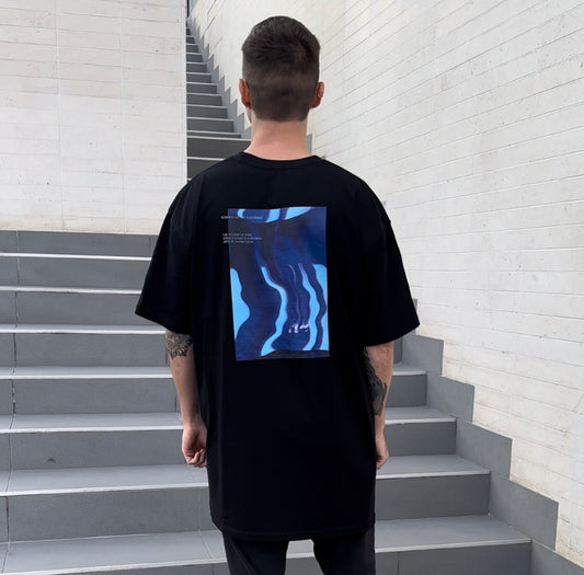 AETERIUS black and blue graphic tee purple KOSMOCENTRIC Oversized t-shirt drop shoulder luxury streetwear