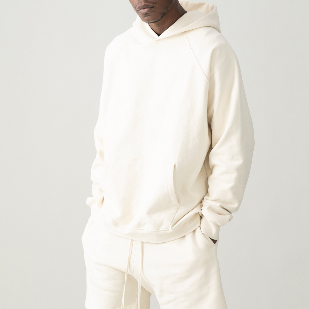off white hoodie with raglan sleeves