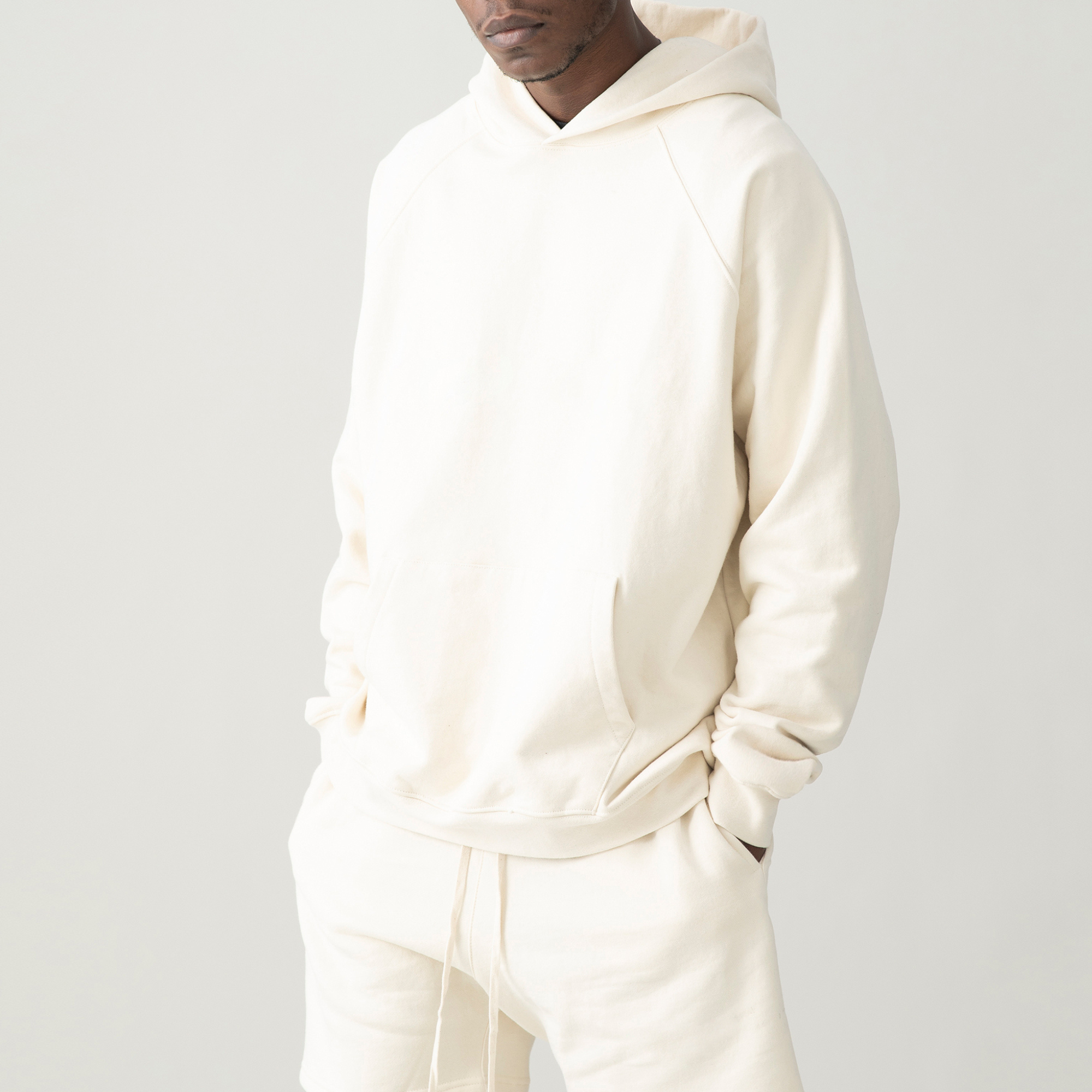 off white hoodie with raglan sleeves