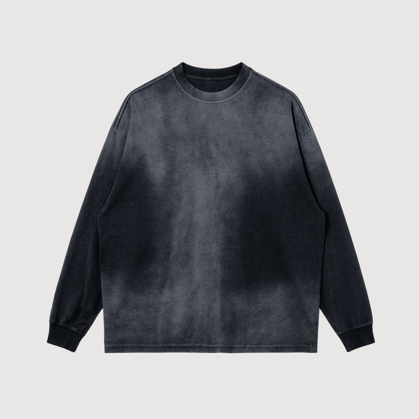 Black and grey oversized crewneck drop shoulder streetwear sweatshirt
