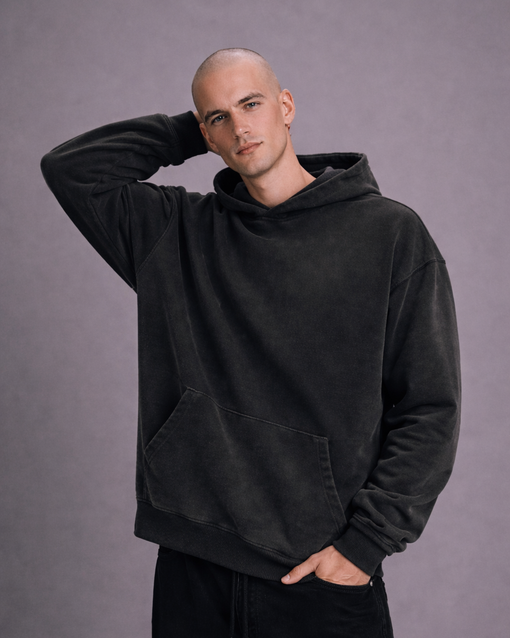 Washed Black Oversized Hoodie x Drop Shoulder Streetwear Hoodie