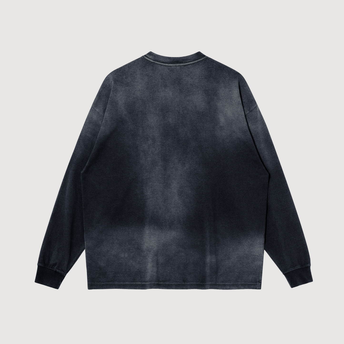 dyed black crewneck sweatshirt oversized drop shoulder fit of luxury streetwear