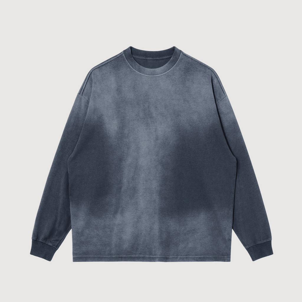 washed grey black crewneck streetwear sweatshirt drop shoulder and oversized