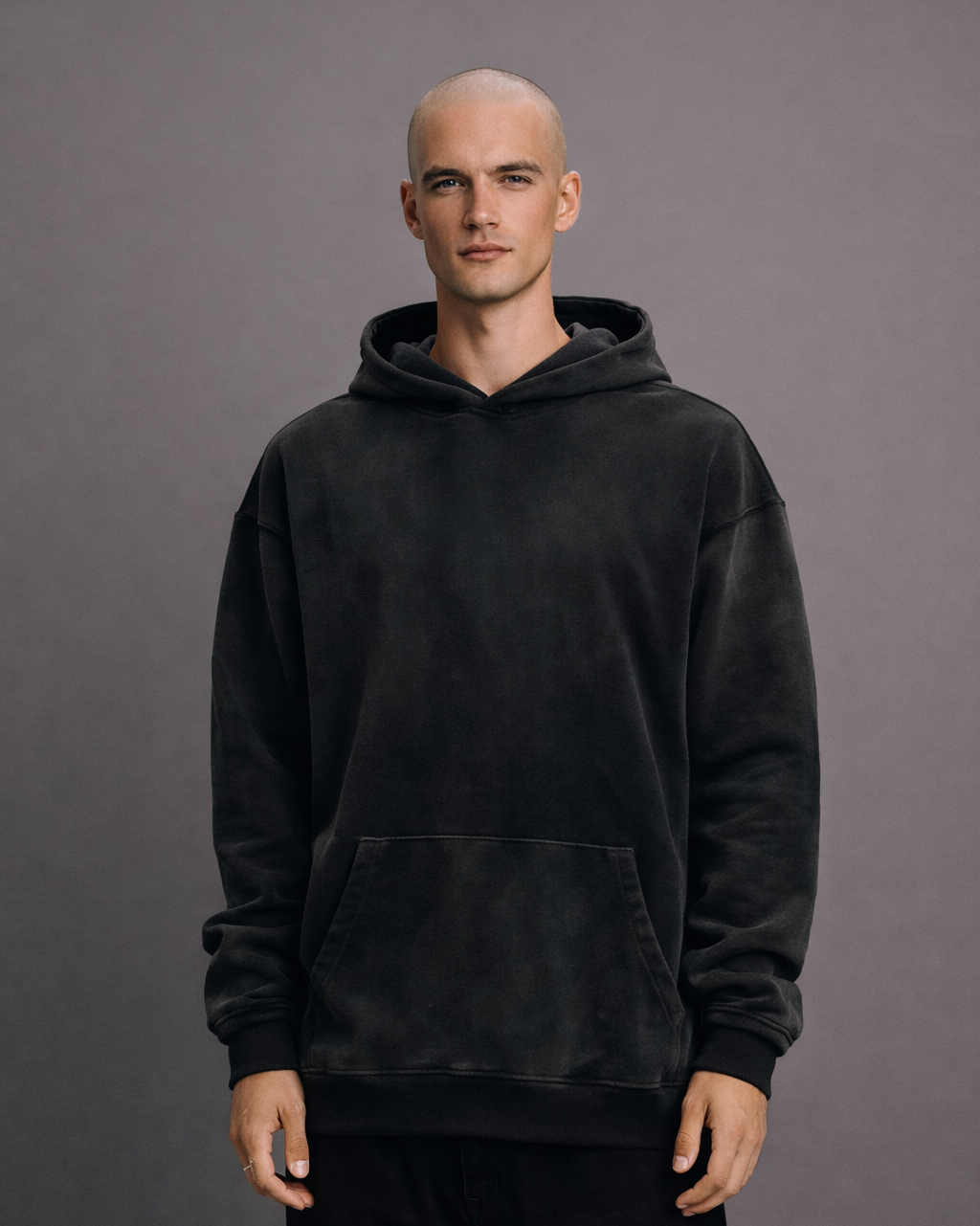 Washed Black Oversized Hoodie x Drop Shoulder Streetwear Hoodie