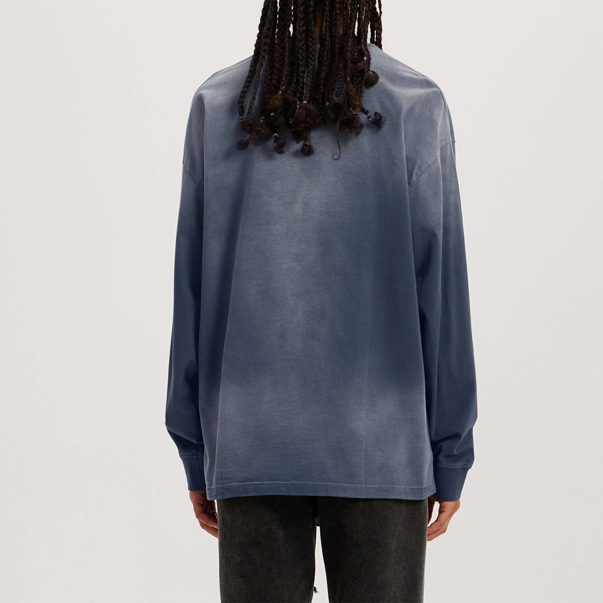 womens oversized crewneck grey dyed washed luxury streetwear back side