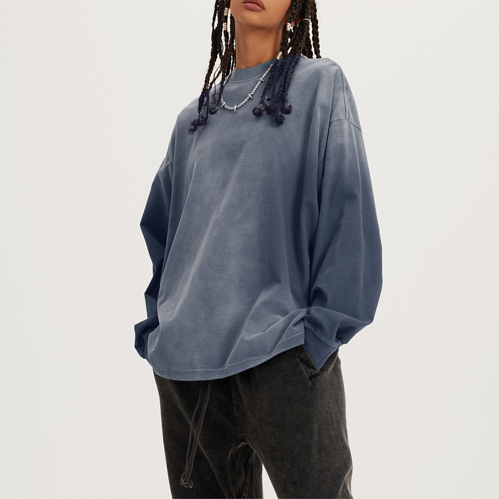 womens oversized dyed grey crewneck