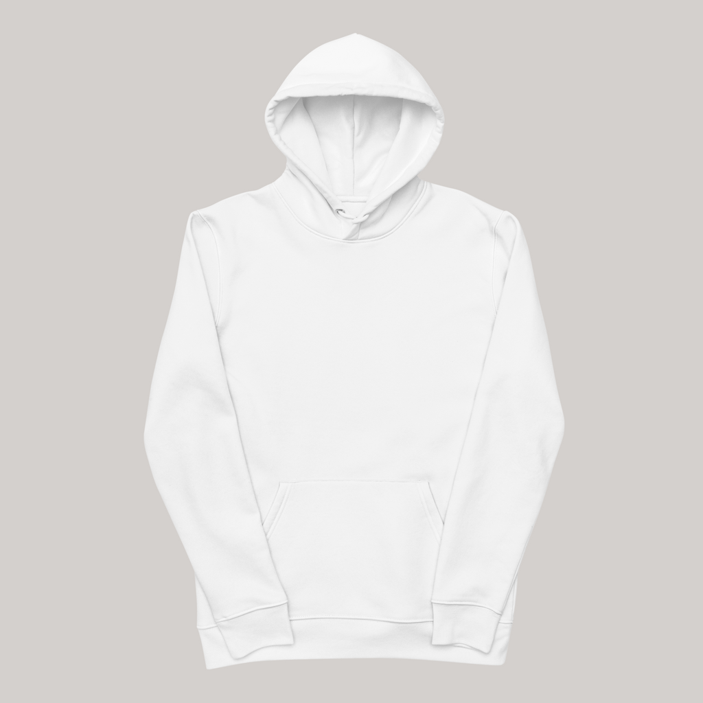white hoodie blank front, folded sleeves 
