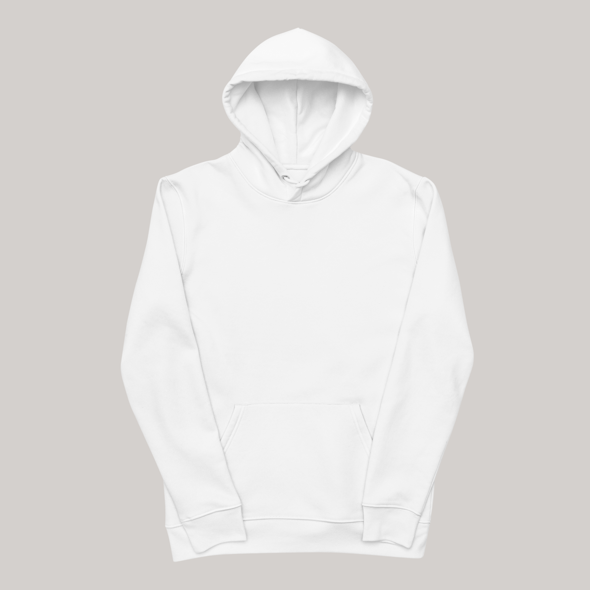 white hoodie blank front, folded sleeves 