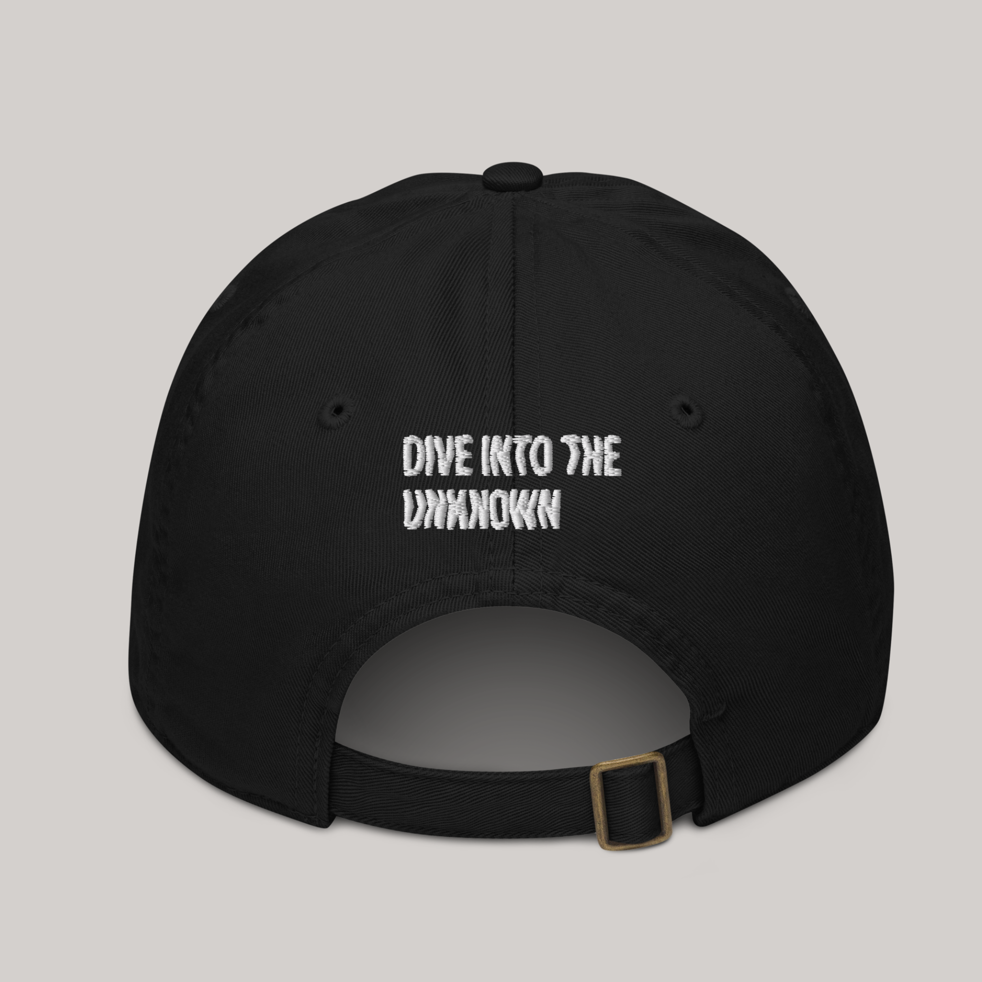 back view dive into the unknown black dad cap hat baseball aeterius streetwear