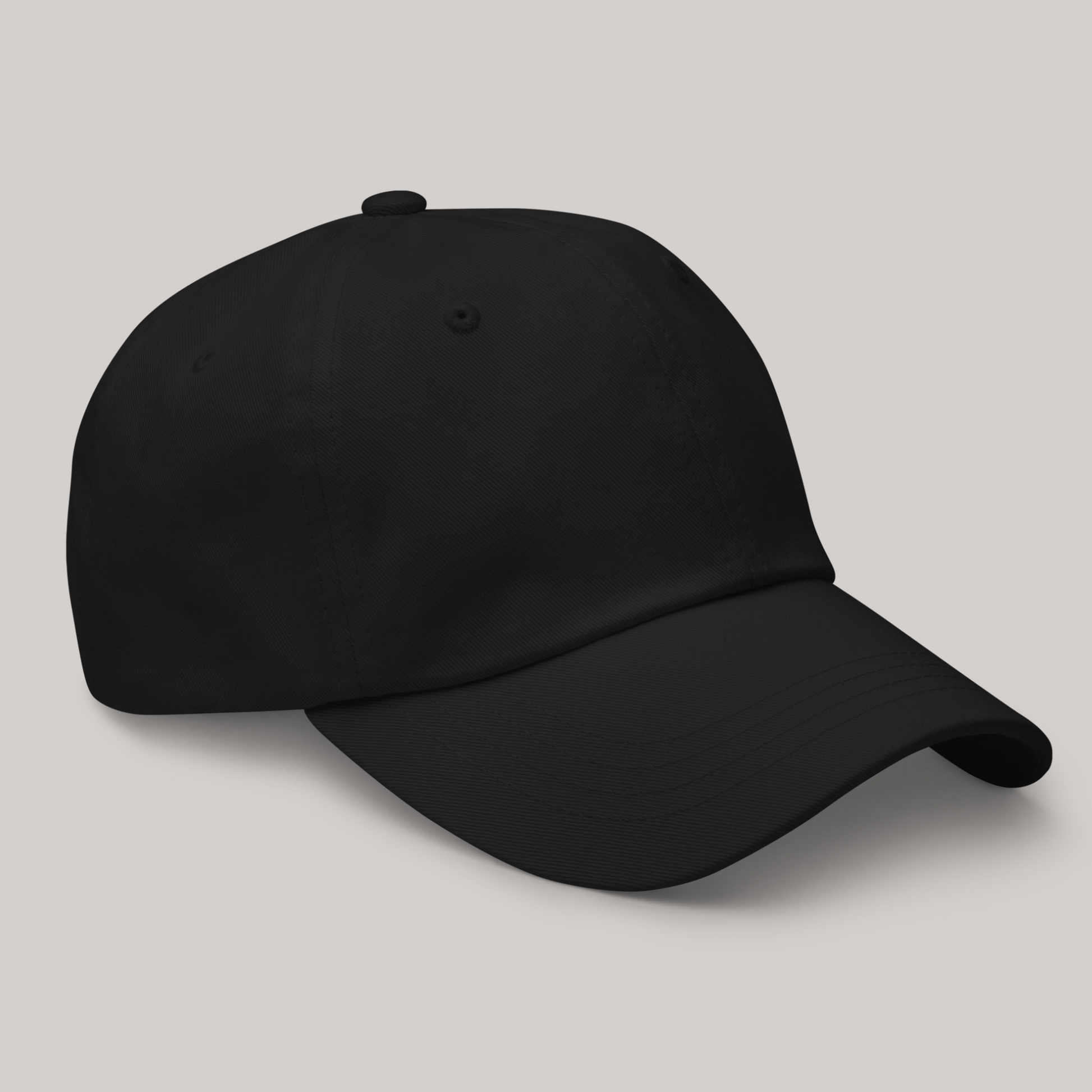 side view of black dad cap hat aeterius streetwear