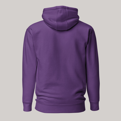 back side of purple hoodie