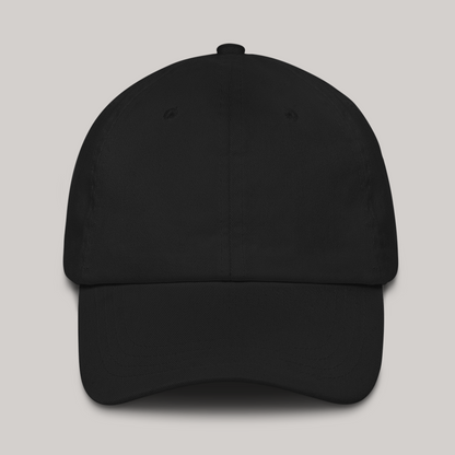 front side top view plain black cap dad hat aeterius streetwear 