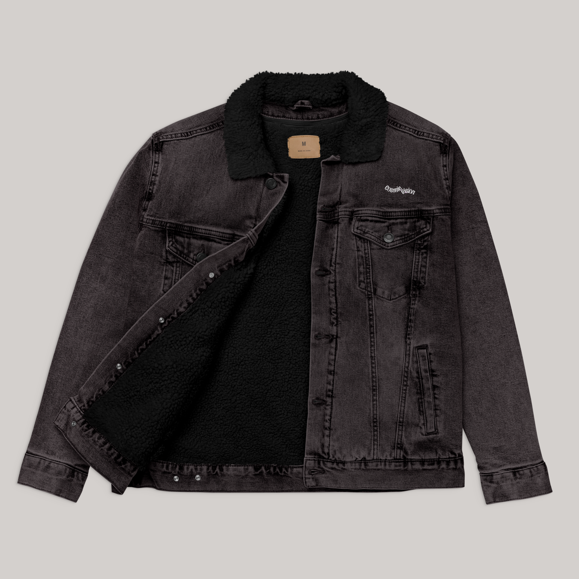 Cosmic Vision x Black Denim Sherpa Jacket
