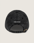Energy speaks cap: black edition. Washed out effect, back text embroidery. Adjustable metal buckle