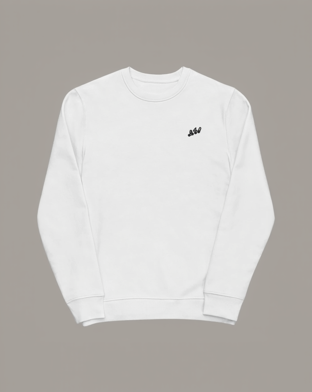 White crewneck sweatshirt basic 980 embroidery cotton relaxed fit oversized sweatshirt streetwear, luxury streetwear crewneck