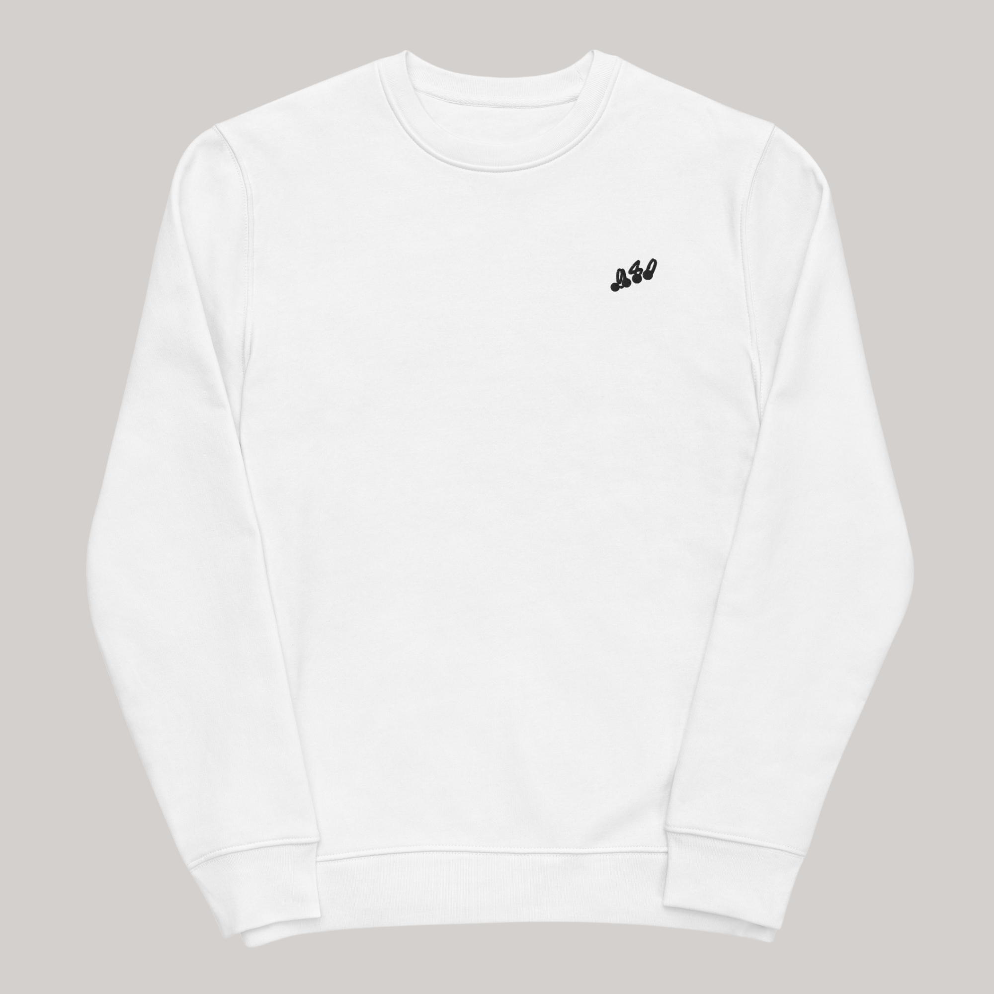 White crewneck sweatshirt basic 980 embroidery cotton relaxed fit oversized sweatshirt streetwear, luxury streetwear crewneck