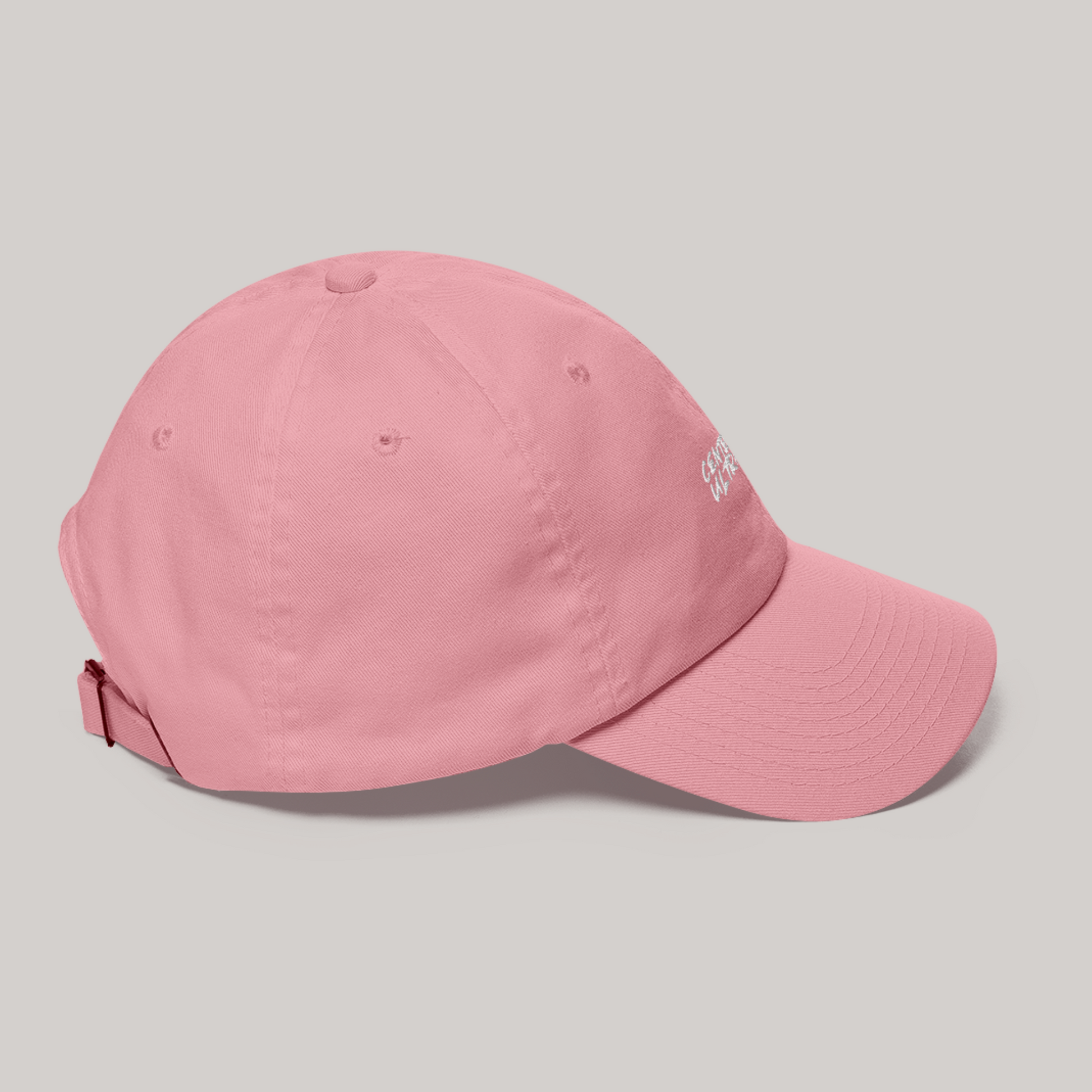 left view centered ultramind aeterius pink dad cap hat embroidered streetwear luxury accessory