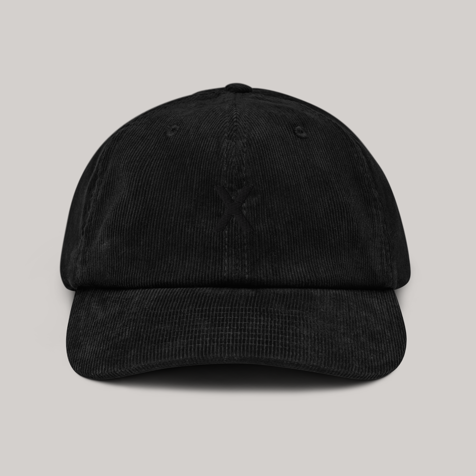 X Black Corduroy Hat